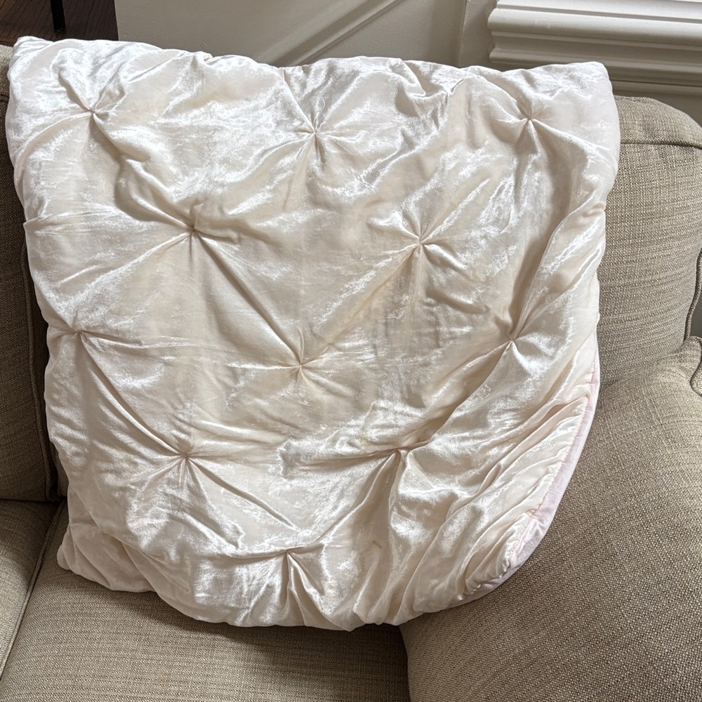 Monique Lhuillier Cream Velvet Pillow